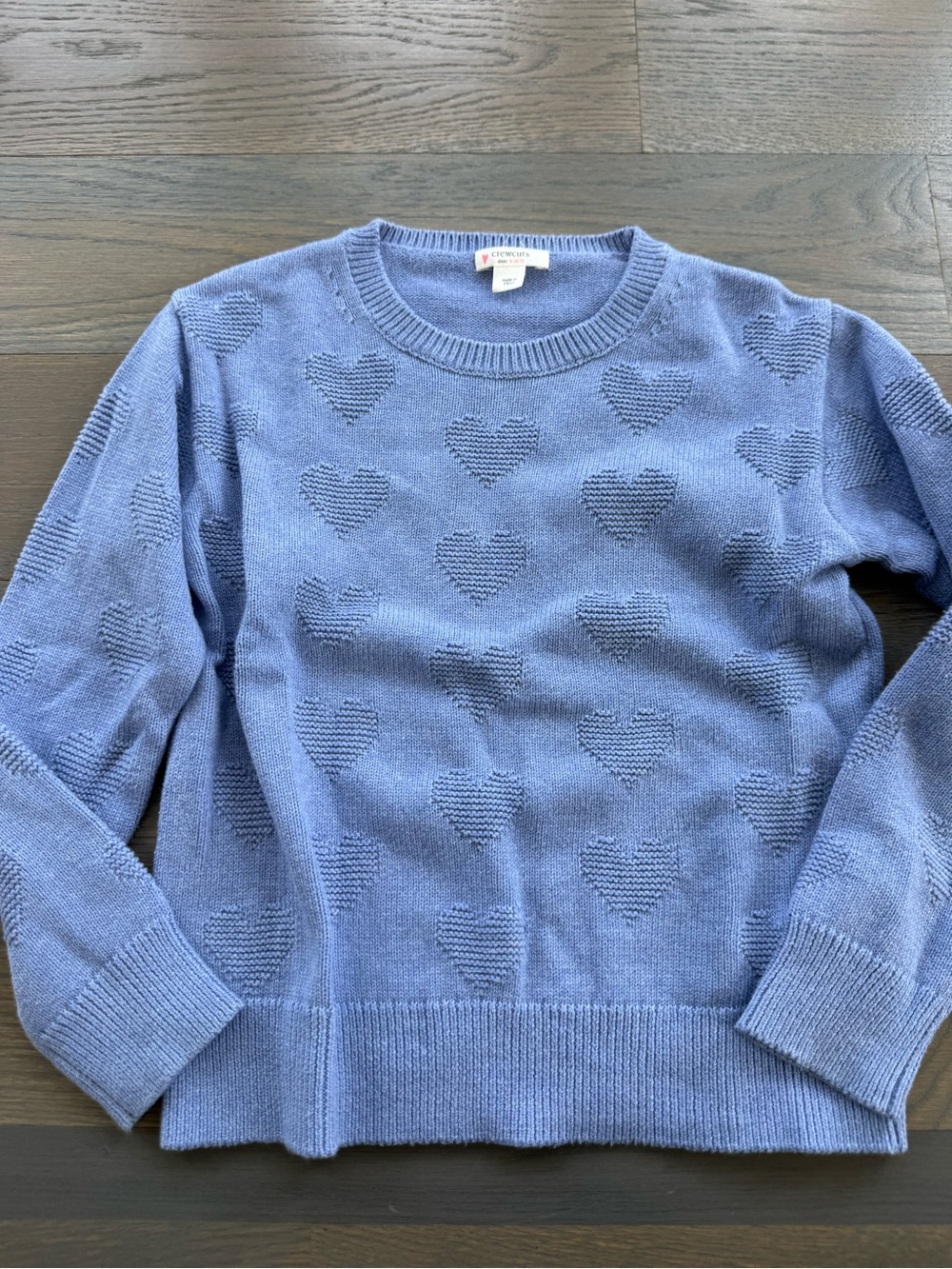 Crewcuts periwinkle Heart-Detail Crewneck Sweater